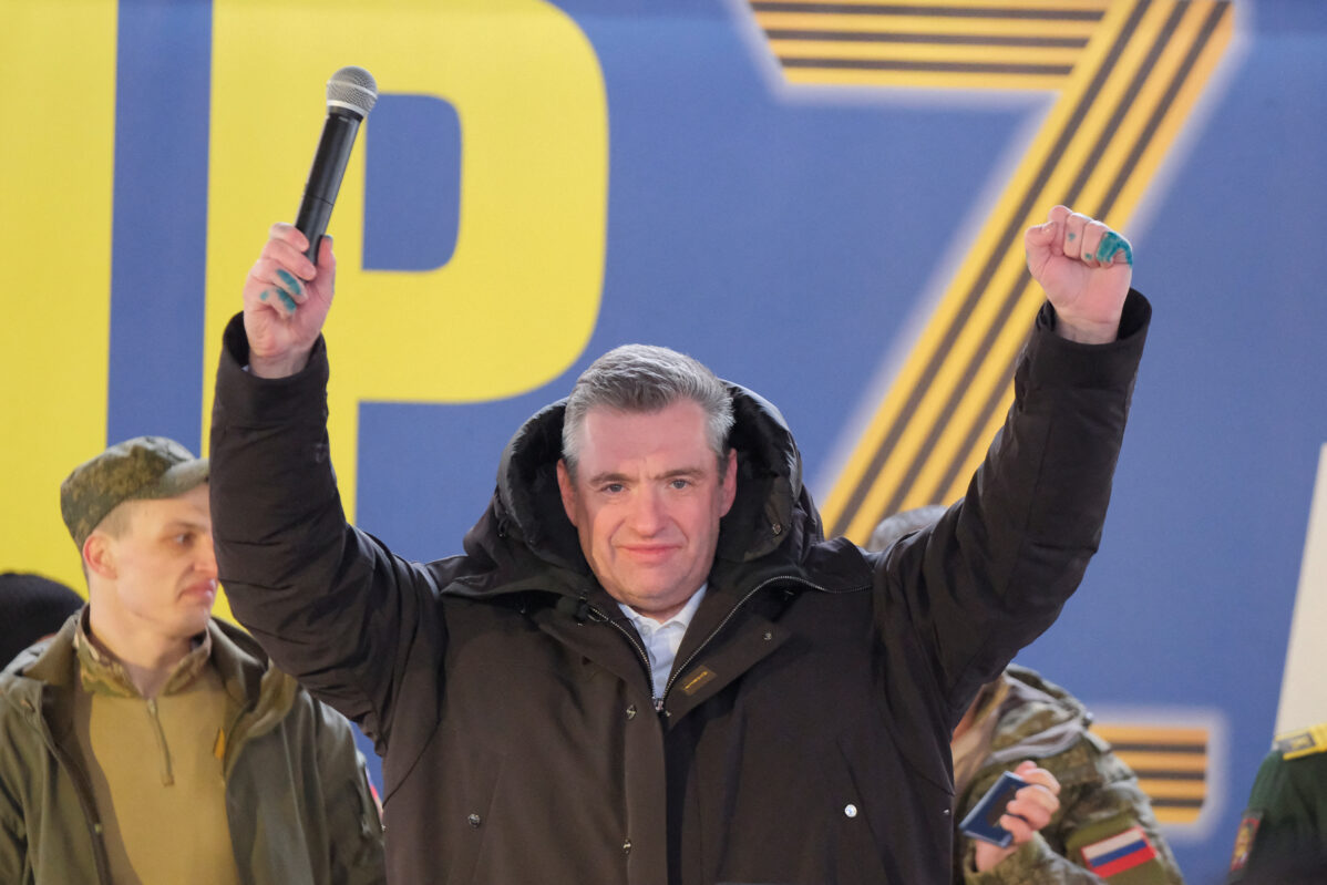 Леонид Слуцкий на своем предвыборном митинге в День защитника Отечества в Москве
