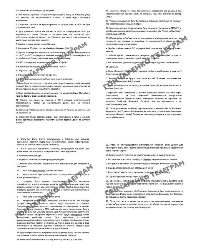 Украинский депутат Алексей Гончаренко опубликовал 28 пунктов плана Дональда Трампа по миру в Украине