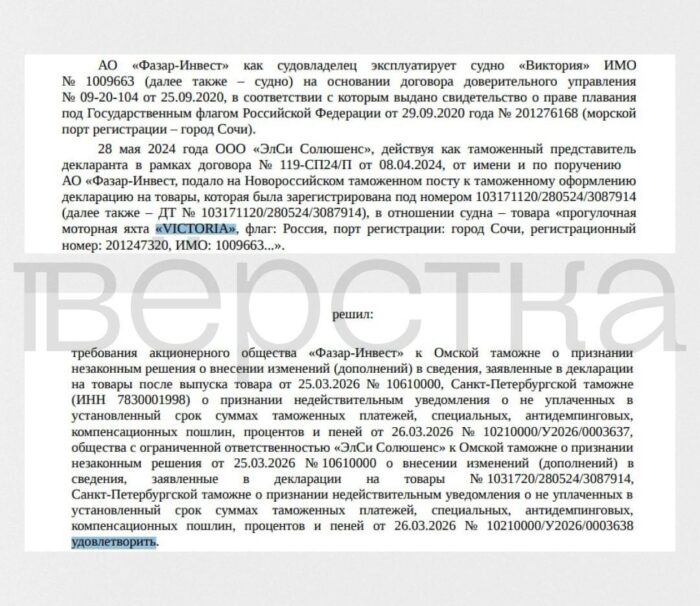 Российская таможня попыталась взыскать 267 млн рублей за&nbsp;повторный ввоз яхты Путина после ремонта в&nbsp;Турции