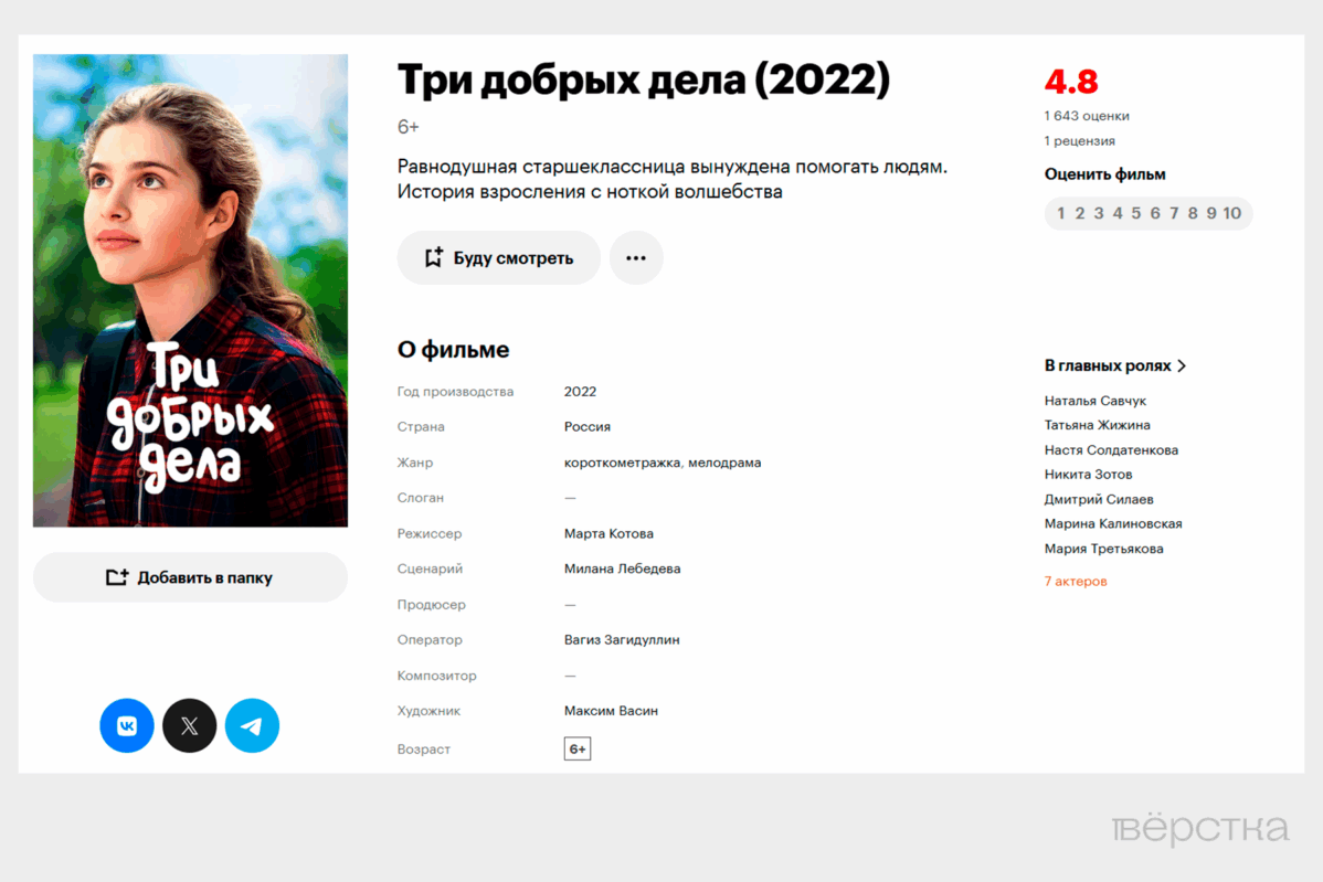 Под видом короткометражки «Три добрых дела» в российских кинотеатрах показывают голливудские кинопремьеры
